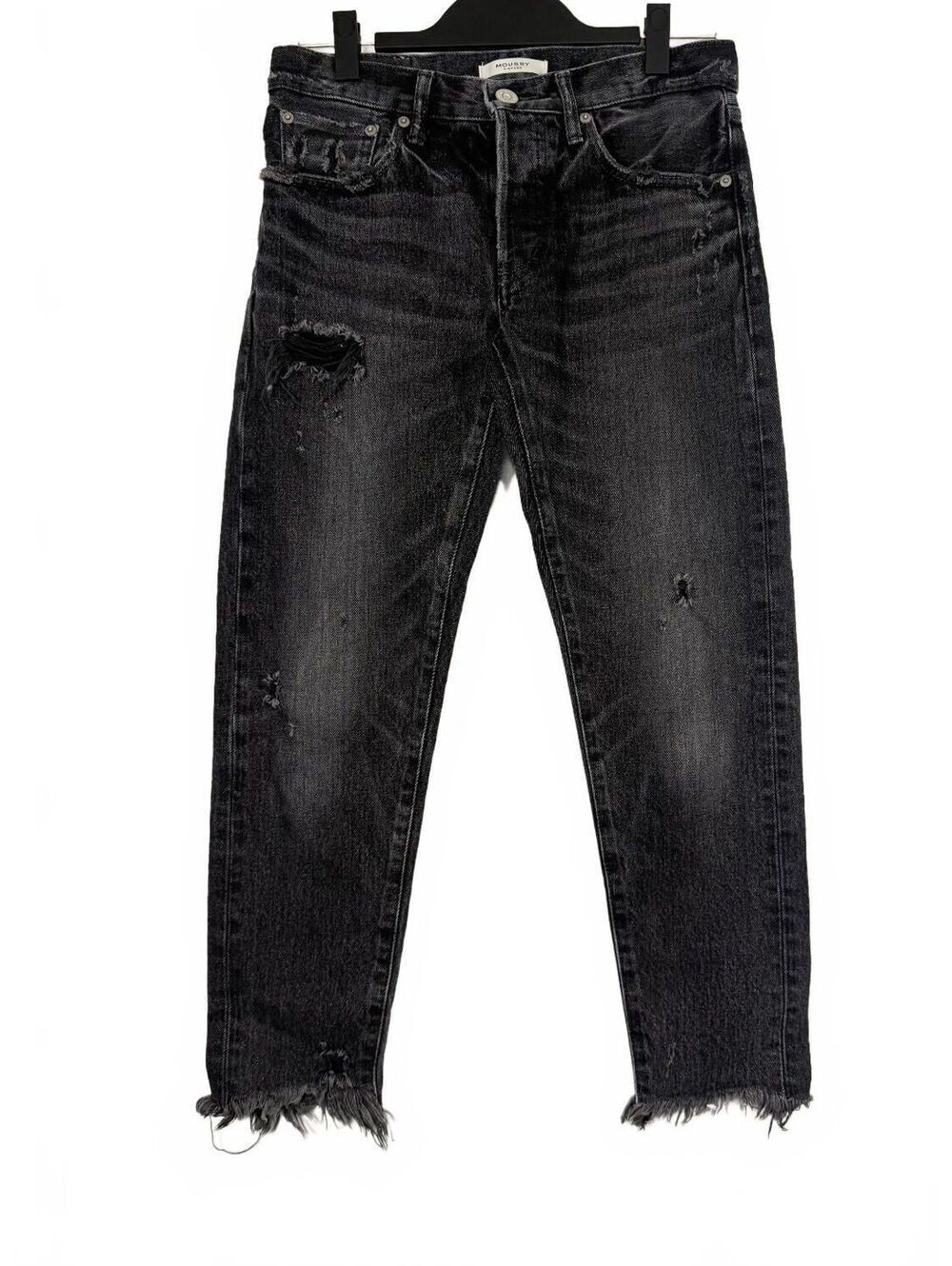 MOUSSY Vintage Black Distressed Skinny Jeans 0108AC11-2530 Raw Hem Denim Size 26